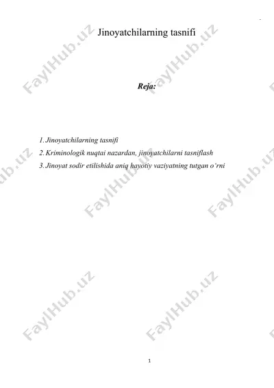 jinoyatchilarning tasnifi — DOC