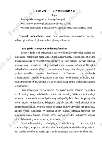 oila psixologiyasi — PDF