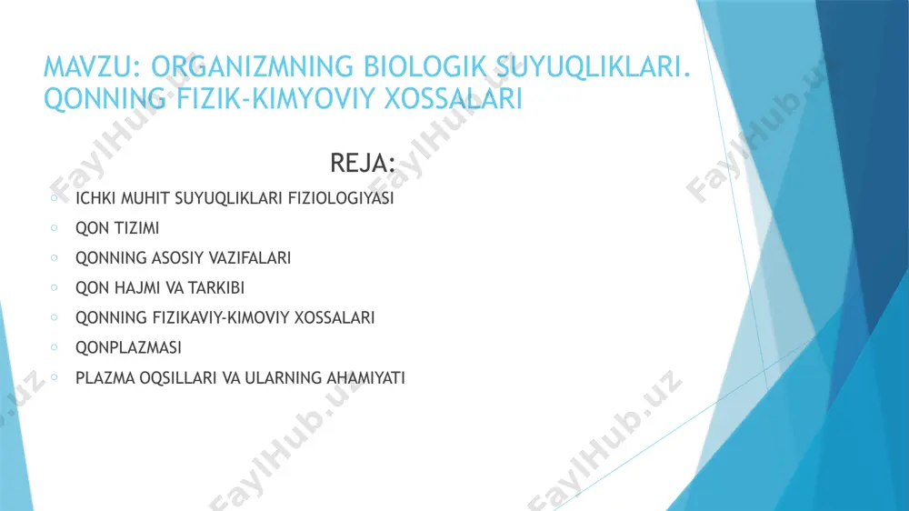 qolgan eritrotsitlarning qondan ajratib olinishi va ularning qayta ishlanishi taloq faoliyatiga bog‘liq. limfa tugunlarida oq qon tanachalari rivojlanib yetiladi. bu jarayonda taloq va timus ham ishtirok etadi. qon tizimi faoliyatini boshqarishda maxsus gumaral omillar – eritropoetinlar, leykopoetinlar va trombopoetinlar katta ahamiyatga ega. nerv tizimi ham bu jarayonda ishtirok etadi. qonning asosiy vazifalari nafas oldirish faoliyati. bu faoliyat o‘pkadan to‘qimalarga kislorod yetkazib berish va ularda hosil bo`lgan karbonat angidridni o‘pkaga olib borishdan iborat. kislorod tashilishini eritrotsitlardagi gemoglobin bajaradi. karbonat angidridning tashilishida ham eritrotsitlar katta ahamiyatga ega. ovqatlantirish faoliyati. qonning ovqatlantirish faoliyati oziq moddalarni hazm tizimi a‘zolaridan to‘qimalarga yetkazib berishdan iborat. iste‘mol qilingan ovqat tarkibidagi murakkab polimer moddalar me‘da va ingichka ichakda fermentlar ta‘sirida parchalanib, so‘rilishi mumkin bo`lgan sodda monomer moddalarga aylanadi. glyukoza, fruktoza, galaktoza, aminokislotalar, tuzlar va suvda eruvchi boshqa moddalar qonga so‘riladi. yog‘lar esa asosan limfaga so‘rilib, uning tarkibida qonga quyiladi. uglevodlar asosan energiya manbai bo`lib xizmat qiladi. ularning oz …