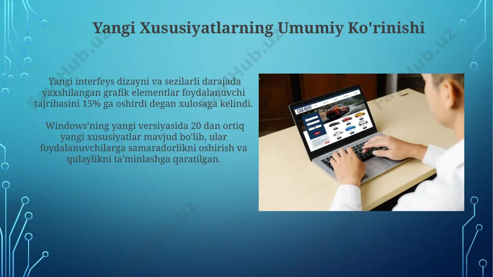 fayli 10 dan ortiq yangi media formatlarini qo'llab-quvvatlash ta'minlandi, bu esa foydalanuvchilarga ko'proq multimedia fayllarini bevosita windowsda ochish imkoniyatini beradi. windows ning yangi versiyasida 4k hdr video o'ynashni qo'llab-quvvatlash sezilarli darajada yaxshilangan, bu esa yuqori aniqlikdagi kontentni yanada aniq va yorqin ko'rish imkonini beradi. e'tiboringiz uchun rahmat @taqdimot_robot image3.jpg image4.jpg image5.jpg image6.jpg image7.jpg image8.jpg image9.jpg image10.jpg image11.jpg image12.jpg image13.jpg image2.png