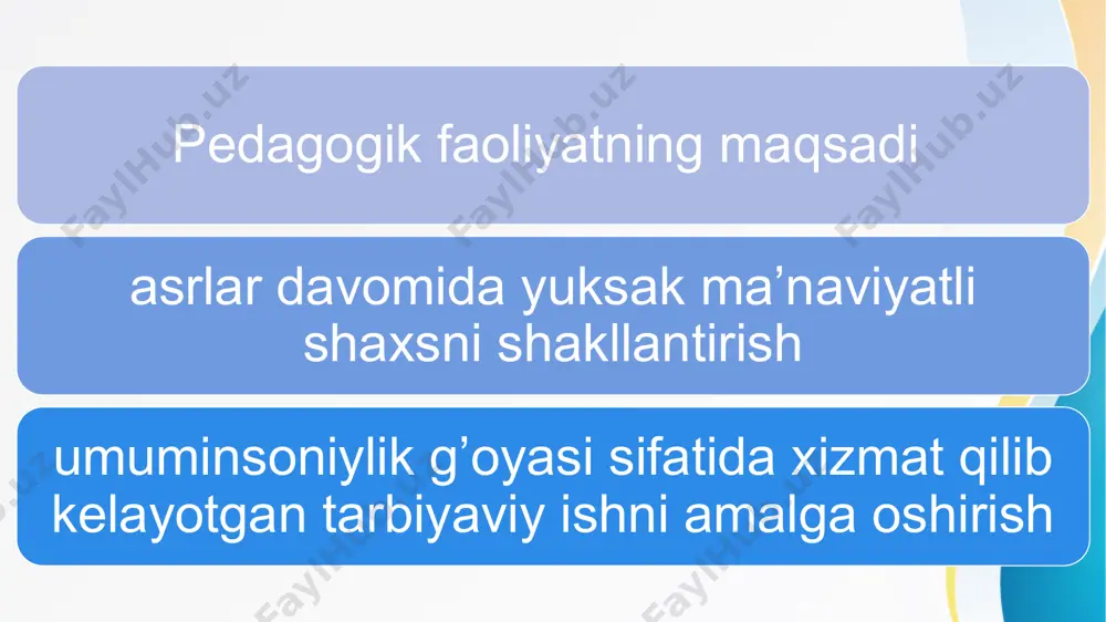 chun yuksak ma’naviy va axloqiy talablarga javob beruvchi yuqori malakali kadrlar tayyorlash ta’lim tizimi xodimlarining umumiy vazifasidir. pedagogik mahorat – o‘qituvchi ijodkorligining oliy namunasi bo‘lib, u yillar davomida shakllanadi. uning yuksak mahoratni egallashi g‘oyat murakkab jarayon bo‘lib, pedagogika fanining eng dolzarb muammolaridan biri hisoblanadi. o‘qituvchi kasbiga xos bo‘lgan ko‘pgina fazilatlar bilan birga uning pedagogik mahoratni egallashi katta ahamiyatga ega. yuqori pedagogik mahoratga ega bo‘lgan o‘qituvchigina o‘z kasbiga layoqatli, iste’dodli bo‘lishi mumkin. o‘qituvchi o‘quvchining, ichki dunyosiga kira olishi, o‘quvchi shaxsini va uning vaqtinchalik ruhiy holatlarini juda yaxshi tushuna bilishi bilan bog‘liq bo‘lgan psixologik kuzatuvlar olib borishi kerak. bunday o‘qituvchi o‘quvchining ruhiyatiga ko‘z ilg‘amas o‘zgarishlarni ham tez fahmlab oladi.o‘qituvchida nutq o‘z fikr va tuyg‘ularini aniq va ravshan ifodalash qobiliyati hisoblanadi. bu o‘qituvchilik kasbi uchun juda muhimdir.o‘qituvchining nutqi aniq, jonli, obrazli, talaffuzi jihatdan yorqin, ifodali, his-hayajonli bo‘lib, unda stilistik, grammatik, fonetik nuqsonlar uchramasligi lozim. o‘qituvchi kasbiga xos bo‘lgan xislatlar, ya’ni yuksak pedagogik mahorat …