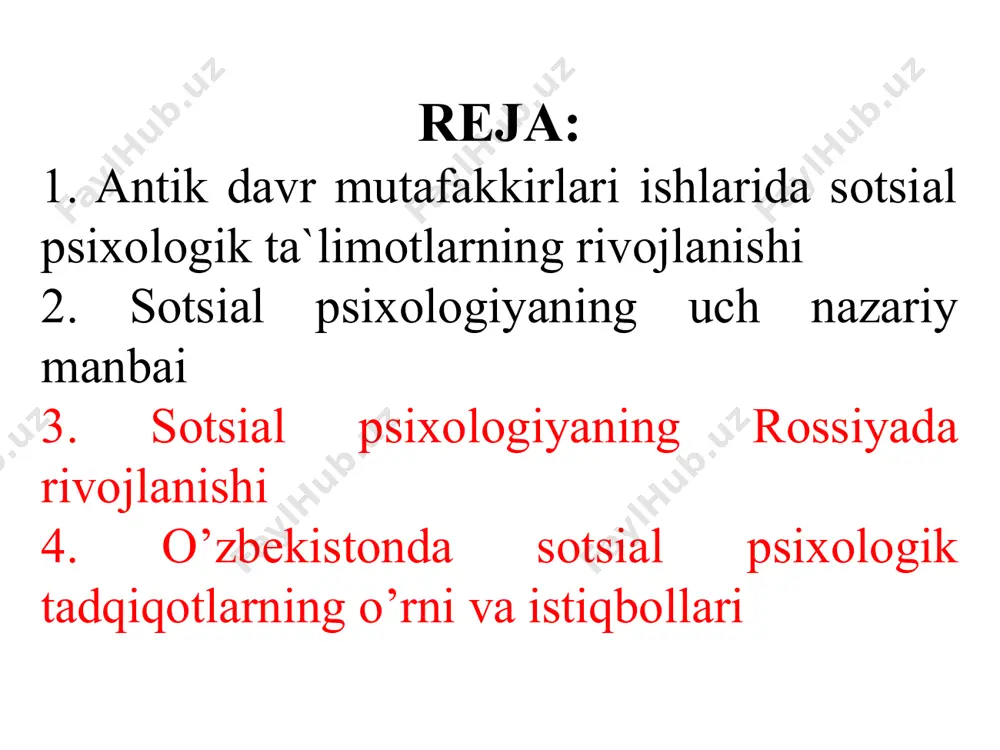 qalari masalasiga to’xtalib, jamiyat individga nisbatan o`zgarmas bir birlikki, uning taraqqiyoti jamiyat rivojlanishi qonunlarga buysunadi, degan fikrni himoya qilgan. unga qarama-qarshi fikrni aristotel bayon etib, individni barcha sotsial o`zgarishlarning sababchisi, chunki unda bunga imkon beruvchi psixologik tizimlar bor, deb yozadi ya`ni, shaxs va jamiyat o’rtasidagi munosabat masalasi platonda jamiyat foydasiga hal bo`lgan bo`lsa, aristotelda bu narsa shaxs foydasiga yechilgan. ulardan keyingi yangi davr faylasuflarini gobbs, gal’vetsiy, lokk, russo, gegel’, makiavelli, sharq faylasuflaridan beruniy, forobiylar ham barcha asarlarida shaxs va jamiyat qarama-qarshiliklarini ilmiy asosda sharxlashga urindilar, lekin hech qaysisi bu muammoni sotsial psixologik muammo darajasiga ko’tara olmadi. 6 xix asrning o’rtalariga kelib, kapitalistik munosabatlarning keskinlashuvi, turli davlatlar bilan iqtisodiy aloqalarning tobora o’sib borishi, turli xalqlarning bir mamlakatdan ikkinchisiga ko’chishi, ya’ni migratsiya munosabati bilan qator sotsial fanlar rivojlanishi uchun qulay shart-sharoitlar paydo bo`ldi. ayniqsa, tilshunoslik, antropologiya, etnografiya, arxeologiya, huquqshunoslik va boshqa fanlar shakllanib, rivojlandi. masalan, 7 ingliz olimi e.taylor ibtidoiy jamoa tuzumidagi …