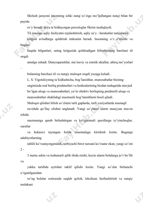 i bu element qaysi vaziyatda qo’llanilishni his qila olishlari uchun maxsus tashkil etilgan turli metodlarda amalga oshiriladi. do’kon o’yinida bolalar jenskiy roddagi otlarni aytishini mashq qiladilar hamda sifatli rodda, sonda va kelishikda ot bilan qo’shishni o’rgatadilar: ―mengakichkina qo’g’irchoq , menga esa katta qo’g’irchoqni bering‖. har bir mashg’ulotda tarbiyachiga ilgarigi mashg’ulotlarda o’rganilgan grammatik ko’nikmalarni faollashtirish, ayrim so’zlarni emas, balki butun bir gaplarni qo’llashni o’rgatish tavsiya etiladi. ish jarayonida shunga e’tibor qaratish zarurki, grammatik xatoliklar fikrning buzib aytilishiga, uning atrofdagilar tomonidan tushunilmasligiga olib keladi. demak, maktabgacha ta’lim muassasalarida bolalarga bog’lanishli nutqini o’stirishdan maqsad ularni muloqot vositasi sifatida eng oddiy nutq ko’nikmalarini shakllantirishdir. bu nutq dialog (ikki bolaning o’zaro suhbati) shaklida va ayni paytda monolog (bitta bola hikoyasi) shaklida ham bo’lishi mumkin. muloqotning eng ko’p qo’llaniladigani dialogdir, shuning uchun bolalarga o’rganilayotgan tilda so’zlashuv bog’lanishli nutqini o’rgatishning eng dastlabki bosqichida tarbiyachi dialogik nutqni rivojlantirishga e’tibor qaratishi lozim. ta’limning eng boshidanoq bolalar ularga berilgan savolni …