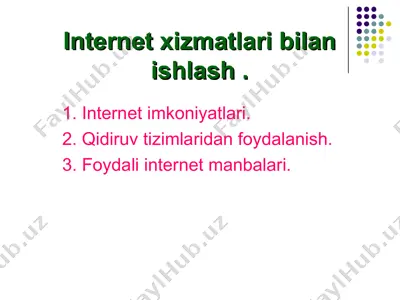internet imkoniyatlari — PPT