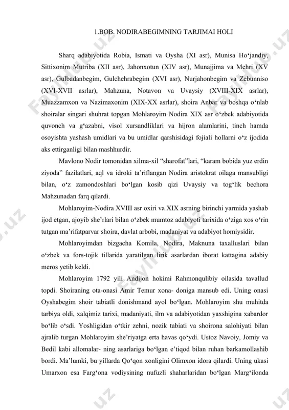 i. o‘ttiz yoshida beva qolgan nodirabegim ham yosh xonning yonida mamlakatni boshqarish ishida faol ishtirok eta boshlaydi. nodira davlat va mamlakat ishlarini tadbir va adolat bilan idora qilishda homiylik namunalarini ko‘rsatarkan, bu yillarda mamlakatda birmuncha osoyishtalik saqlandi. qo‘shni o‘lkalar va ularning hukmdorlari bilan savdo-sotiq va boshqa sohalarda hamkorlik amalga oshirildi. shoira mamlakatdagi qurilishlar sohasida olib borgan ishlari, madaniyat va adabiyot borasida ko‘rsatgan tashabbuskorliklarini o‘zining devoni debochasida shunday deb ta’kidlaydi: “… sayyidu sodot, mashoyixu ulamolardin tuhaf va hidiya birla duolar oldim. masokin va benavolarga xayru ehsonlar birla bahra etkurdim. karam va ato xonidan fuqaro xalqini mamnun va mustag‘in aylab, marhamat va shafqatlar ko‘rguzdim. va javorida madrasai fayzosor ulumi diniy talabalarig‘a bino qildim. jiddu jahd birla sipohiylag‘a anjom, fuqarolarg‘a orom yetkurdim. mamlakatni obod, musta mandlar ko‘nglini shod qildim. ulamoi din rivojlarig‘a imdod yetkurdim, to shari sharif rivoj topdi, zuhd ahlig‘a ixlos va aqidatan zohir qildim, to din va millat kamol topdi. fazlu …
