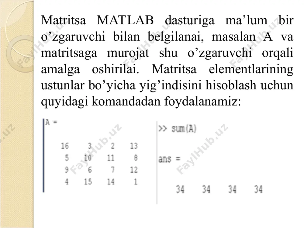 matlab dasturida dyurerning g’aroyib matritsasi - Page 5