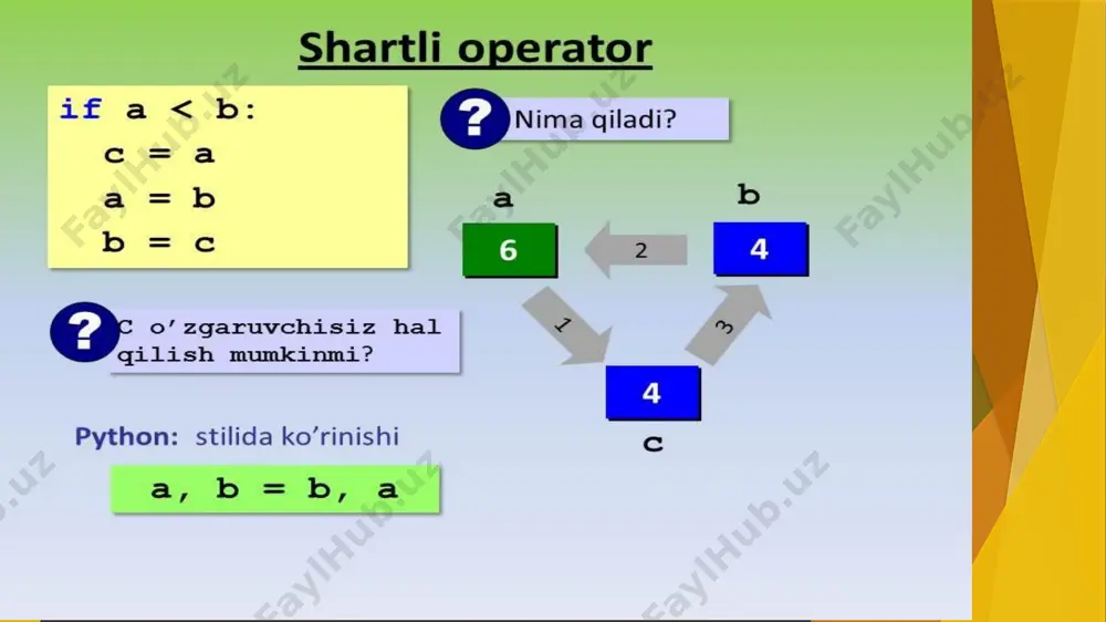 python dasturlash tilida operatorlar bilan ishlash qonuniyatlari - Page 5