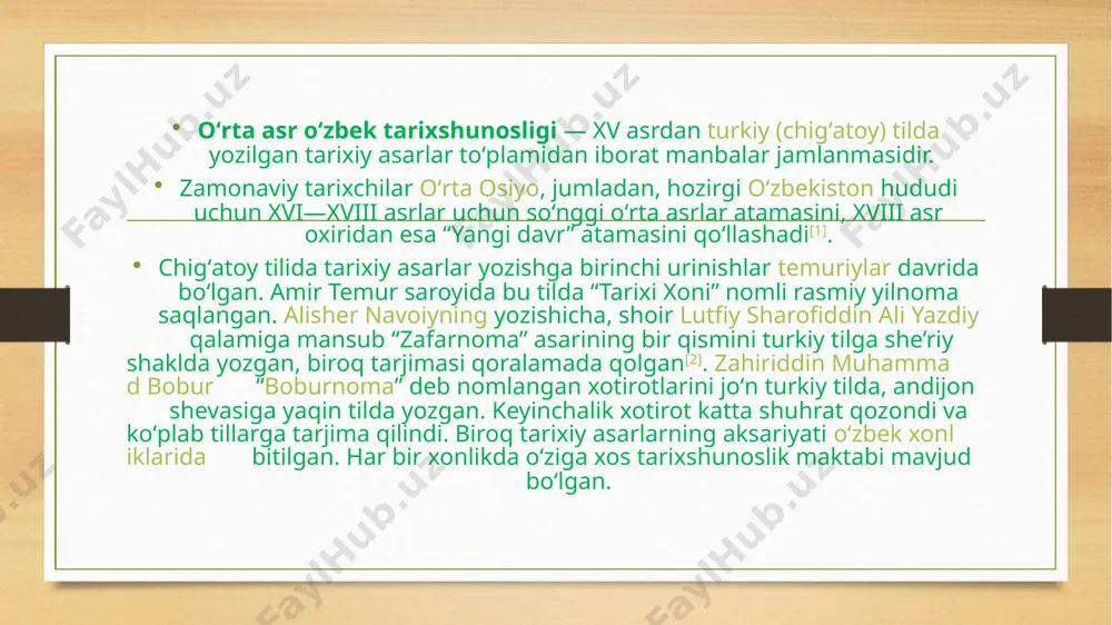 da sulton abu said mirzo buyrugʻi bilan qatl etilgan. muhammad solih uzoq vaqt hirotda yashab, tahsil olgan. 1494-yildan samarqand amiri darvesh muhammad tarxon xizmatida boʻlgan. 1500-yildan shayboniyxonga xizmat qildi. shayboniyxon vafotidan keyin (1510) umrining oxirigacha ubaydullaxonning kotibi lavozimida faoliyat yuritdi. shayboniyxonga oʻzining “shayboniynoma” biografik she’rini bagʻishlagan. fors tilidagi “shayboniynoma” kitobi kamoliddin binoiy tomonidan yozilgan. yana bir muallif mulla shodiy ham shayboniyxon hayoti haqida hikoya qiluvchi “fathnoma” nomli she’r yozgan. muallifi nomaʼlum boʻlgan “tavorixi guzidayi nusratnoma” yilnomasi shayboniyxonga bagʻishlangan. kitobning birinchi qismida turklarning ajdodlari va chingizxon haqida ma’lumotlar berilgan. juvayniy, rashiduddin asarlari asosida tuzgan. bundan tashqari, muallif ulugʻbekga nisbat berilgan “tarixi ʻarba ulus” (“toʻrt ulus tarixi”) kompozitsiyasidan ham foydalangan. tarixda shayboniyxonning bobosi abulxayrxonning koʻchmanchi o'zbeklar davlatida taxtga oʻtirishi tasvirlangan. abulxayrxon vafotidan keyingi davr va shayboniy movarounnahrning zabt etilishi ayniqsa batafsil yoritilgan[3]. kitob 1504-yilda shayboniyning andijonni bosib olishi voqealari bilan yakunlanadi va shu asosda uning tugashi 1505-yilga toʻgʻri keladi. kitob mazmuni ham, …