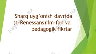 sharq uyg’onish davrida ilm-fan va madaniyat — PPTX