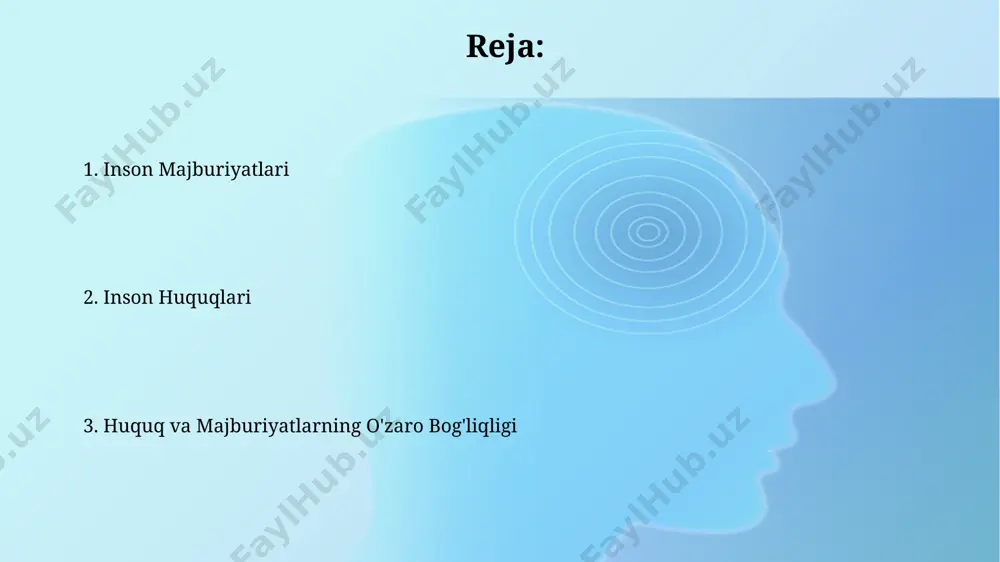 ida 150 dan ortiq davlatda qabul qilingan xalqaro shartnomalar, masalan, bolalar huquqlari konvensiyasi, bolaning huquqlarini himoya qilish bilan birga, ota-onalarning farzandlarining tarbiyasi bo'yicha majburiyatlarini ham belgilaydi. kelajakda inson huquqlari va vazifalari kelajakda inson huquqlari sohasida sun'iy intellektning qo'llanilishi, masalan, 2040-yilga kelib, 50 ta davlatda yuzaga keladigan tahdidlarni aniqlash va oldini olishda yordam beradi. inson huquqlari va vazifalari bo'yicha xalqaro huquqning rivojlanishi, 2050-yilga kelib, 100 dan ortiq konvensiyalarni o'z ichiga olib, global miqyosda adolatni ta'minlashga qaratilgan bo'ladi. insonning vazifalari davlat tomonidan ta’minlangan 12 yillik majburiy ta’lim, insonning bilim olish, jamiyatga foydali bo‘lish vazifasini 21-asr talablariga muvofiq rivojlantiradi. toshkent shahrida joylashgan inson huquqlari bo‘yicha tashkilotlar, 50 dan ortiq xalqaro huquqiy hujjatlar asosida insonning ijtimoiy mas’uliyatini targ‘ib qiladi. inson huquqlari tushunchasi 1948 yildan buyon 70 dan ortiq mamlakatda inson huquqlari bo'yicha milliy komissiyalar yoki muassasalar tashkil etilgan bo'lib, ularning vazifasi inson huquqlari buzilishi holatlarini tekshirish va himoya qilishdan iborat. inson huquqlari tushunchasi jahon …