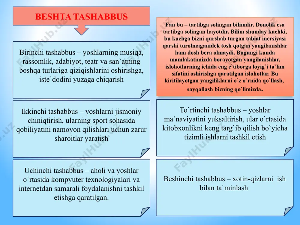 dan o`z ehtiyojini yovvoyi o`simliklardan foydalanib kelgan,tabiiy o`simlik zahiralri buzilishiga sabab bo`lgan. siz zamburug`lar dunyosi haqida xabardormisiz zamburug`lar plastidalari yo`q geterotrof organizmlar bo`lib,suv o`tlaridan xlorofili yo`qligi,bakteriyalardan yadroga ega bo`lishi bilan farqlanadi zamburug`lar sistematikasi zamburug`lar bo`limini o`rganuvchi fan mikologiya deb ataladi.zamburug`larni tasniflashni dastlab k.linney boshlab bergan. keyinroq uning ishlarini botanik –mikolog olim person davom ettirgan .hozirda zamburug`lar bo`limi 5 ta sinfga bo`lib o`rganiladi. 1.qadimgi zamburug`lar-arximycetes 2.suv o`tlariga o`xshash zamburug`-phycomycetes 3.xaltachali zamburug- ascomycetes 4.murakkab bazidial zamburug- bazidiomycetes 5.aniqlanmagan zamburug- fungi imperfect 14 zamburug`larning hujayraviy tuzilishi hujayra devori 0,2 mkn, to`liq tashqi shakllanmaganva ichki tomoni g`adir budir qismi, 80-90% polisaxariddan iborat oqsil va lipid bilan bog`langan. sitoplazmada ribosoma, mitoxondriy, goldji kompleksi yadro hujayr devori lizosoma plazmatik membrana organoidlar 545 goldji kompleksi ribosoma mitoxondriya endoplazmatik to`r yuksak zamburug`larning tuzilishi oyoqcha qalpoqcha 1.qalpoqcha 2.qalpoqcha osti 3.aylanasi 4.oyoqcha 5.gif oyoqchasi 6.mitseliy 7.gif iplari mitseliy sporalar 16 zamburug`larning jinssiz ko`payishi suvda yshovchi zamburug`lar zoospora hosil qiladi.jinssiz ko`payish …