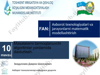 tarmoqlanuvchi algoritmlar yordamida dasturlash — PPTX