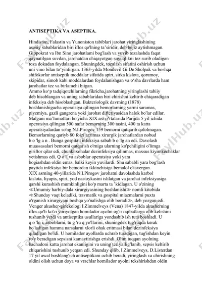 antiseptika va aseptika — DOCX
