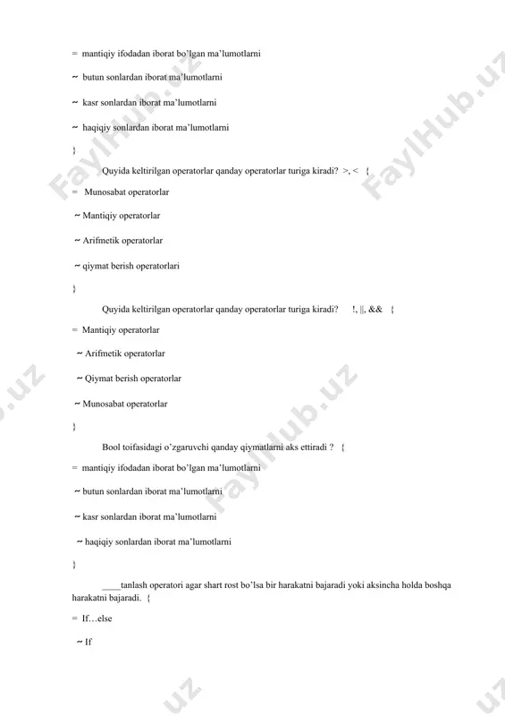 c++ tilida programma boshlanishi va mantiqiy operatorlar testi - Page 2