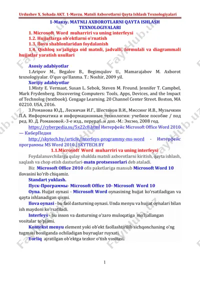 matnli axborotlarni qayta ishlash texnologiyalari — PDF