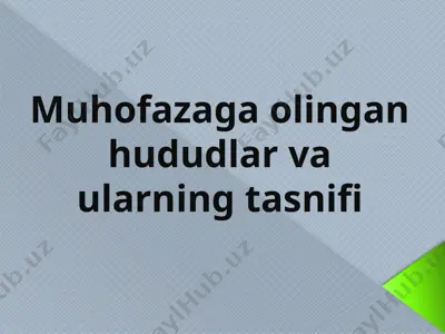 muhofazaga olingan hududlar va ularning tasnifi — PPTX