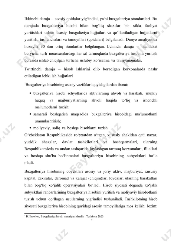 'ba bo‘linmalari buxgalteriya hisobining subyektlari bo‘la oladi. buxgalteriya hisobining obyektlari asosiy va joriy aktiv, majburiyat, xususiy kapital, zaxiralar, daromad va xarajat (chiqim)lar, foydalar, ularning harakatlari bilan bog‘liq xo‘jalik operatsiyalari bo‘ladi. hisob siyosati deganda xo‘jalik subyektlari rahbarlarining buxgalteriya hisobini yuritish va moliyaviy hisobotlarni tuzish uchun qo‘llagan usullarning yig‘indisi tushuniladi. tashkilotning hisob siyosati buxgalteriya hisobining quyidagi asosiy tamoyillariga mos kelishi lozim: ishning ilmiy yangiligi: ushbu tadqiqotda buxgalteriya balansining zamonaviy tahlil usullari va ularning korxona moliyaviy holatini baholashdagi samaradorligi o‘rganildi. xususan, balans tarkibiy tuzilmasi va undagi o‘zgarishlarning korxona likvidligi, rentabelligi hamda barqarorligiga ta’siri tahlil qilindi. shuningdek, buxgalteriya balansini tuzishda xalqaro standartlarga moslashish jarayonidagi muammolar va ularning yechimlari ko‘rsatib o‘tildi. natijada, buxgalteriya balansining tahlilini takomillashtirish bo‘yicha amaliy tavsiyalar ishlab chiqildi, bu esa korxonalarning moliyaviy boshqaruvini yanada samarali tashkil etishga xizmat qiladi mavzuning o'rganilganlik darajasi. buxgalteriya balansi moliyaviy hisobotning asosiy shakllaridan biri bo‘lib, uning tahlili va tuzilishi bo‘yicha ko‘plab ilmiy tadqiqotlar olib borilgan. xususan, o‘zbekistonlik …