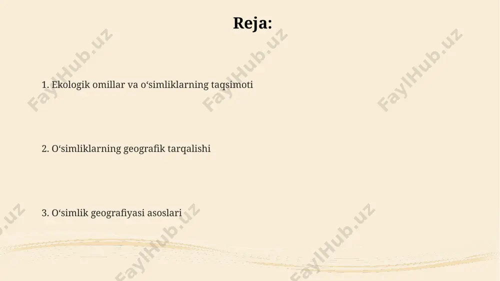 dudlarda, masalan, qoraqorum va pamir-alayda uchraydi. oʻsimliklarning floristik hududlashuvi yer sharining 6 ta floristik qismi, shu jumladan, paleotropik va holarktik qismlarga boʻlinishi, har birining oʻziga xos 2000 dan ortiq oʻsimlik turlarini oʻz ichiga olishi bilan ajralib turadi. oʻsimliklarni muhofaza qilish va bioxilma-xillik xorazm viloyatining oʻziga xos qumli choʻl oʻsimliklari, 20 ga yaqin noyob turini oʻz ichiga olib, ekologik muvozanatni saqlashda muhim rol oʻynaydi va ularning yoʻqolishi tuproq eroziyasiga olib kelishi mumkin. oʻsimliklarning 30% dan ortigʻi, xususan, oʻzbekistonning janubiy hududlaridagi endemik turlar, yoʻqolib ketish xavfi ostida boʻlib, ularni muhofaza qilish uchun 10 dan ortiq qoʻriqxonalar tashkil etilgan. markaziy osiyoda, jumladan, qirgʻiziston va tojikiston togʻli hududlarida 500 dan ortiq noyob oʻsimlik turlari uchraydi, ularning koʻpchiligi cites konvensiyasi bilan himoyalangan. oʻsimliklarning paleogeografik tarixi paleogen davrida (taxminan 66 million yil oldin), tetis okeanining yopilishi, hozirgi oʻrta dengiz mintaqasida oʻsimliklarning keng tarqalishini va tur tarkibining oʻzgarishini keltirib chiqardi. pleistotsen davrida (2,6 million yil avval) boʻlgan …