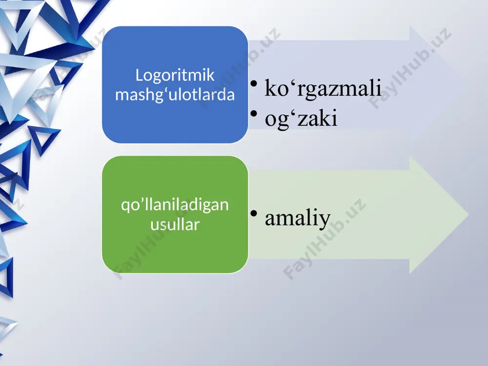 vchan kо‘nikmalarni takomillashtirishga imkon beradi, harakatlar mustaqilligini, о‘zgaruvchan sharoitga javob reaksiyasi tezligini, logoritmik mashg‘ulotlarda ijodiy tashabbusni rivojlantiradi. m u s o b a q a l i – ishlov berilgan harakatlanuvchan malakalarni, jamoatchilik tuyg‘usini takomillashtirishda foydalaniladi. tо‘g‘ri rahbarlik qilinganda musobaqalardan harakatlanuvchan malakalarni takomillashtirish, shaxsning ma’naviy-irodaviy tarbiyalash uchun tarbiya vositasi sifatida foydalanish mumkin har bir harakat ma’lum bir ritmda sodir etiladi. ritm (ohang) tushunchasi keng qamrovga ega va she’rga, proza, yurak nafas olish, tabiat, ish va h.k. larga nisbatan qо‘llaniladi. ritm universal kosmik kategoriya sifatida ham yuzaga chiqadi. «makon va vaqt mangu ritm qonuniga bо‘ysunuvchi materiya bilan tо‘ldirilgan”, – deb yozgandi e.jak-dalkroz image2.jpg image3.jpeg image4.jpeg image5.jpeg image1.jpeg /docprops/thumbnail.jpeg