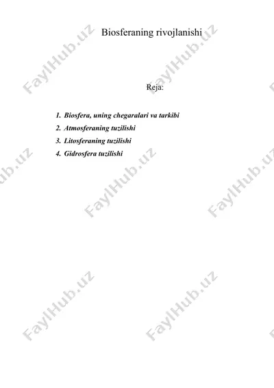 biosferaning rivojlanishi — DOC