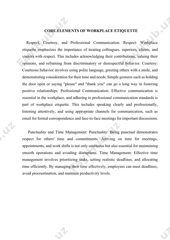 lleagues: responsible employees support their colleagues and contribute to a positive work environment. this may involve offering assistance, sharing knowledge and resources, and providing encouragement during challenging times. promoting collaboration: collaboration is essential for achieving common goals and driving organizational success. responsible employees actively participate in team projects, communicate effectively with team members, and contribute their unique skills and perspectives to collaborative efforts. adhering to policies, procedures, and accountability: policy compliance: employees are responsible for understanding and adhering to organizational policies, procedures, and guidelines. this includes familiarizing themselves with company policies on topics such as attendance, safety, and use of company resources. accountability: responsible employees take ownership of their actions and accept accountability for their decisions and outcomes. this involves acknowledging mistakes, learning from failures, and taking proactive steps to rectify errors or address issues that arise. professional development and continuous improvement: self-development: responsible employees prioritize their professional development and …