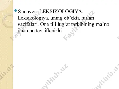leksikologiya — PPT
