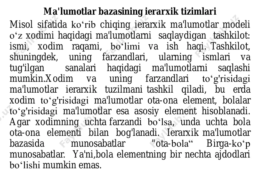 umotlar bazasi. ko‘p o‘lchovli ma'lumotlar bazasi, asl ma'lumotlarga nisbatan optimallashtirilgan ma'lumotlar "bazasi" turidir; ushbu ko‘p o‘lchovli shakl asosan olap ilovalarini yaratish uchun ishlatiladi, chunki ular ma'lumotlarni boshqarishning yanada samarali va oson usulini taklif qiladi. olapning eng keng tarqalgan shakllaridan biri bu ko‘p o‘lchovli ma'lumotlar bazasi, kub bo‘lib, "olap kubi" nomi bilan tanilgan. ma'lumotlarni boshqarishning bu usuli an'anaviy sql-ga qaraganda ancha yaxshi. bu turdagi ko‘p o‘lchovli model, yanada samaraliroq bo‘lishidan tashqari, asl modellarga qaraganda ancha keng tarqalgan model bo‘lib chiqadi; barcha ma'lumotlarni qanday saqlash kerakligi haqida. ushbu turdagi ko‘p o‘lchovli model haqida aytib o‘tishimiz mumkin bo‘lgan turli xil atributlar orasida bizda quyidagilar mavjud: 1. birinchi atribut, biz bundan oldin aytib o‘tgan edik va bu uning olap ilovalari bilan aloqasi; bu ma'lumotlarni ko‘p o‘lchovli yoki barcha tarkibni bitta jadvalda ko‘rish mumkin. 2. ma'lumotlar bazasida saqlanadigan har bir ma'lumot uchun yangi ustunlar yoki maydonlar avtomatik ravishda tegishli o‘lchovda yaratiladi. 3. ko‘p o‘lchovli modellar …