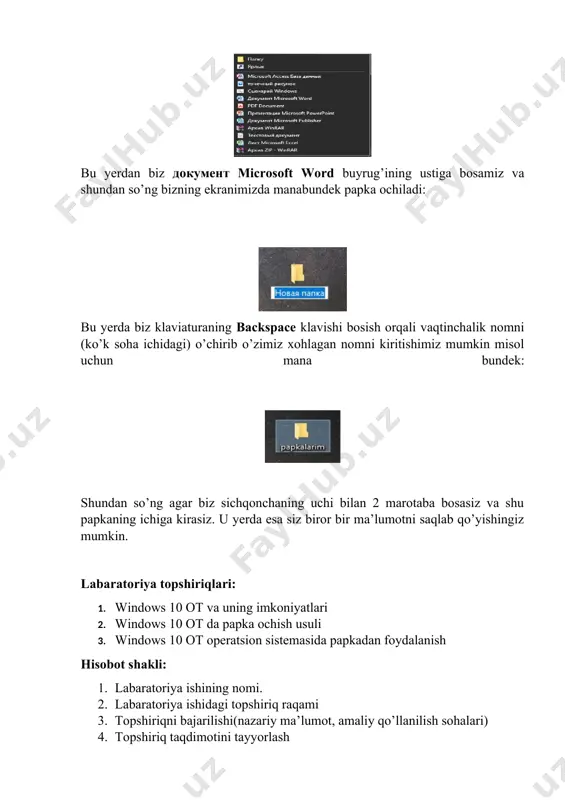 windows operatsion sistemasida papka yaratish - Page 3