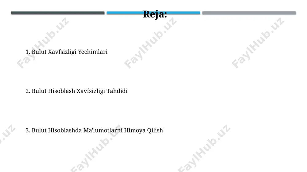 ga ekanligi aniqlandi. ma'lumotlar xavfsizligi va maxfiyligi bulutli hisoblash xizmatlarida 256-bit aes shifrlash algoritmi keng qo‘llaniladi va ma’lumotlarni amerika qo‘shma shtatlari va yevropa ittifoqi standartlariga muvofiq himoya qiladi. ma’lumotlarning yaxlitligini ta’minlash uchun xesh funksiyalari, masalan, sha-256 yoki sha-3, buyuk britaniya va avstraliya kabi davlatlarning milliy standartlarida qo'llaniladi. tarmoq xavfsizligi va himoya bulutli xizmatlar provayderlari bilan tuzilgan shartnomalarda, ma'lumotlarning maxfiyligi va yaxlitligini ta'minlash uchun, 99,99% ish vaqti kafolati va evropa ittifoqida joylashgan ma'lumotlar bazasiga ega bo'lishni ko'rsatish muhim. bulutli hisoblash infratuzilmasining xavfsizligi uchun 256-bitlik aes shifrlashidan foydalanish, ma'lumotlarni himoya qilishning samaradorligini oshirish va aqshdagi ma'lumotlar markazlarida saqlash orqali global hujumlardan himoya qilishni ta'minlaydi. xavfsizlik tahdidlari va zaifliklari ma'lumotlarni shifrlashning zaif algoritmlari, masalan, des yoki 3des, 128 bitli aes shifrlash bilan taqqoslaganda, katta xavf tug'diradi va evropa ittifoqida ma'lumotlar himoyasi qonunlarini buzadi. bulutli hisoblash infratuzilmalariga 2022-yilda aqshdan 30 milliard dollar miqdorida kiberhujumlar amalga oshirilgan bo'lib, bu esa ma'lumotlar o'g'irlanishi va xizmatlarning uzilishiga …