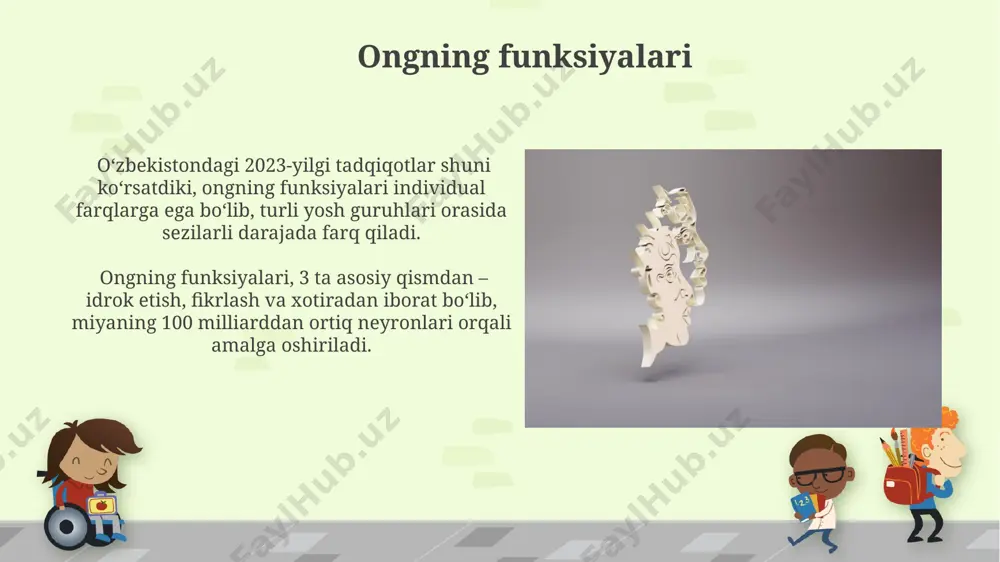 larini taqqoslash orqali vaqtning subyektivligi haqida bahslar olib borilgan. ongning xususiyatlari ongning murakkabligi, miyani 100 milliarddan ortiq neyronlar va trilliondan ortiq sinaptik aloqalar tashkil etadigan murakkab tarmoq sifatida tushunishni talab qiladi; bu esa kognitiv fanlar uchun global miqyosdagi muammolarni keltirib chiqaradi. ongning subyektiv tajribasi, fenomenologik tadqiqotlarga ko'ra, individual va betakrordir; masalan, qizil rangni idrok etishning har bir kishidagi o'ziga xos xususiyatlari mavjud, bu esa berlin va kayp shahridagi tadqiqotlarda tasdiqlangan. ong va miya miya faoliyatining 100 milliarddan ortiq neyronlari ongning paydo bo'lishiga qanday hissa qo'shishi, masalan, parijdagi tadqiqot markazlarida olib borilgan eksperimentlar orqali o'rganilmoqda. ongning materiya bilan bog'liqligi haqidagi munozaralar, 21-asrda kvant fizikasi va neyrofiziologiya yondashuvlari bilan boyitilgan bo'lib, butun dunyo bo'ylab 500 dan ortiq ilmiy maqolada muhokama qilingan. ong va o'lim o'lim haqidagi falsafiy fikrlar, xususan, 18-asr o'rta osiyosi mutafakkirlari orasida, o'limdan keyingi hayotga bo'lgan 2 ta asosiy qarashlarni aks ettiradi: qayta tug'ilish va butunlay yo'qolib ketish. o'limning ma'nosi …