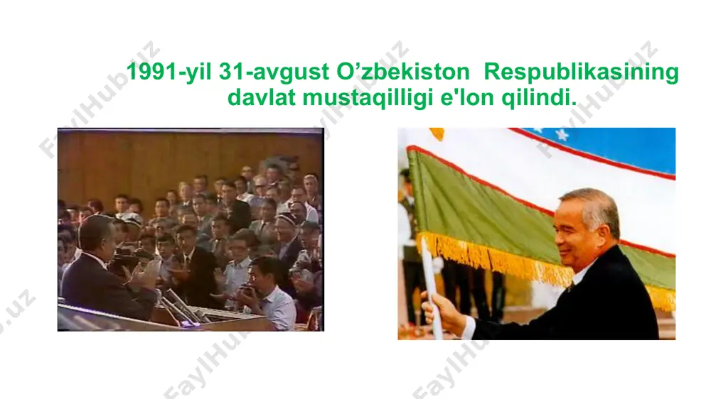 nomzodlarni oʻzbekiston respublikasi oliy majlisining senatiga taqdim etadi; - senat raisi lavozimiga saylash uchun nomzodni oʻzbekiston respublikasi oliy majlisining senatiga taqdim etadi; - oʻzbekiston respublikasi bosh vaziri isteʼfoga chiqqanda, bosh vazirga nisbatan bildirilgan ishonchsizlik votumi oʻzbekiston respublikasi oliy majlisining palatalari tomonidan qabul qilinganda yoxud qonunda nazarda tutilgan boshqa hollarda lavozimidan ozod qiladi; - oʻzbekiston respublikasi bosh vazirining taqdimiga binoan oʻzbekiston respublikasi vazirlar mahkamasi aʼzolarini tasdiqlaydi va lavozimlaridan ozod qiladi; - oʻzbekiston respublikasi bosh prokurori va hisob palatasi raisini tayinlaydi va ularni lavozimidan ozod qiladi o’zbekiston tarixi prezidentlik hokimyati 14 o’zbekiston respublikasi prezidentining asosiy vakolatlari: - oʻzbekiston respublikasi oliy majlisining senatiga konstitutsiyaviy sud raisi va sudyalari, oliy sud raisi va sudyalari, oliy xoʻjalik sudi raisi va sudyalari, oʻzbekiston respublikasi markaziy banki boshqaruvining raisi lavozimlariga nomzodlarni taqdim etadi; - oʻzbekiston respublikasi bosh vazirining taqdimiga binoan viloyatlar hokimlarini hamda toshkent shahar hokimini qonunga muvofiq tayinlaydi hamda lavozimidan ozod etadi. - oʻzbekiston respublikasi vazirlar …