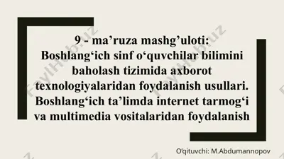 boshlang‘ich ta’limda internet tarmog‘i va multimedia vositalaridan foydalanish — PPTX
