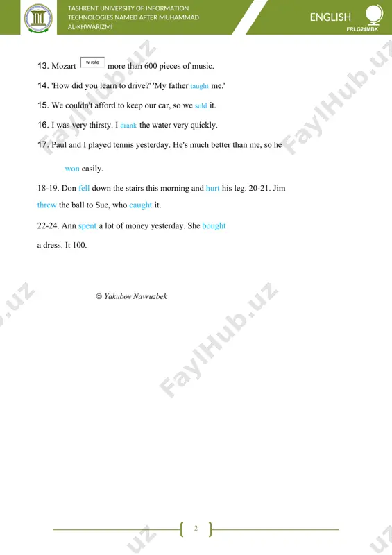 english practical grammar exercises - Page 2