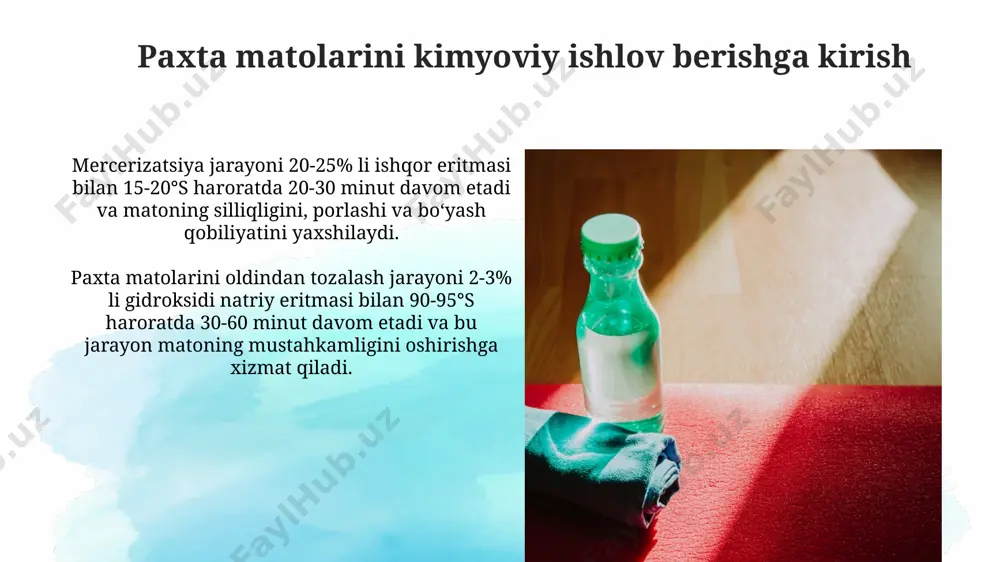 paxta matolariga kimyoviy ta'sir etuvchi moddalar - Page 5