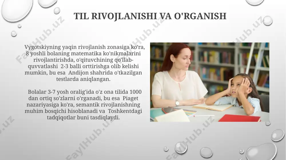 va formal operatsiyalar, bu bosqichlar bolaning 0 yoshdan 15 yoshgacha bo'lgan rivojlanishini aks ettiradi. information processing nazariyasi, xotira, e'tibor va muammo yechish kabi kognitiv jarayonlarni kompyuterga o'xshash tarzda modellashtiradi, bu model aqshning kaliforniya shtatida rivojlangan. e'tiboringiz uchun rahmat @taqdimot_robot image3.png image4.jpg image5.jpg image6.jpg image7.jpg image8.jpg image9.jpg image10.jpg image11.jpg image12.jpg image13.jpg image14.jpg image15.jpg image1.png