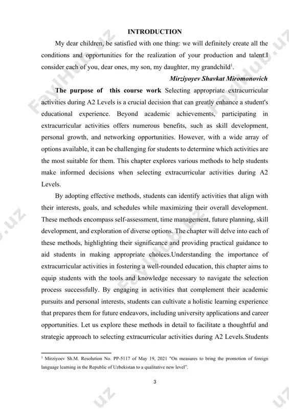 2 levels. these individuals can provide valuable insights based on their experiences and knowledge of the available extracurricular activities. they can offer recommendations, share their own experiences, and help students navigate the selection process. seeking guidance ensures that students make well-informed decisions and consider perspectives beyond their own.when selecting extracurricular activities, students should prioritize their personal motivation and passion. engaging in activities that genuinely interest and excite them increases the likelihood of long-term commitment and enjoyment. passion-driven involvement tends to result in higher levels of dedication and satisfaction. students should choose activities that ignite their curiosity and align with their intrinsic motivations.extracurricular activities can provide long-term benefits beyond the immediate a2 level experience. students should consider how their chosen activities can contribute to their personal and professional growth in the future. objectives of the course work to study: -to learn methods to select appropriate while-acrivities for a2 levels; the object …