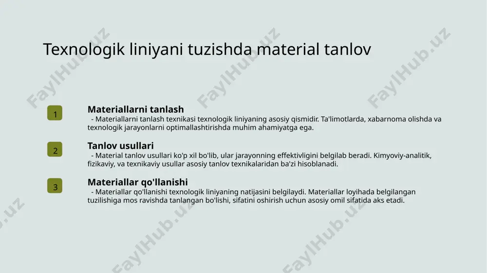 tanlash, ishlab chiqarish usullari va effektivlikni oshirishning ahamiyati. 2 avlod texnologiyalar avlod texnologiyalar va innovatsion texnologiyalarni qo'llash, sement ishlab chiqarish jarayonlarini sifatni oshirishda katta ahamiyatga ega. 3 sifatni oshirish va avtomatlashtirilish material tanlash va ishlab chiqarishni tartibga solishning ahamiyati, avtomatlashtirilgan texnologiyalar orqali effektivlikni oshirishning muhim usullari. e'tiboringiz uchun rahmat! image1.jpg image2.jpg image3.jpg image4.jpg image5.jpg /docprops/thumbnail.jpeg