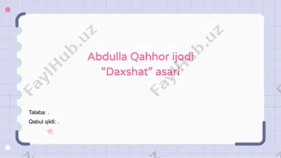 abdulla qahhor ijodi “daxshat” asari — PPTX