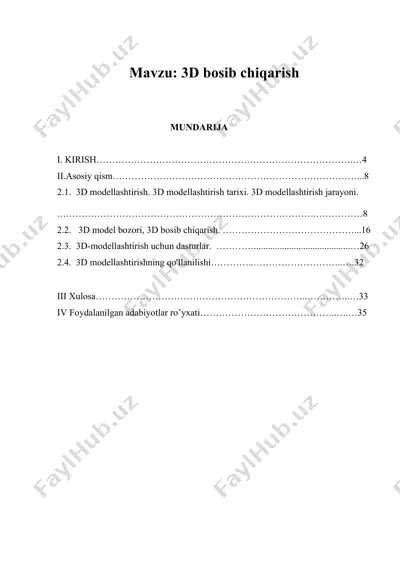 3d bosib chiqarish — DOCX
