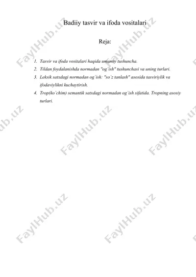 badiiy tasvir va ifoda vositalari — DOC