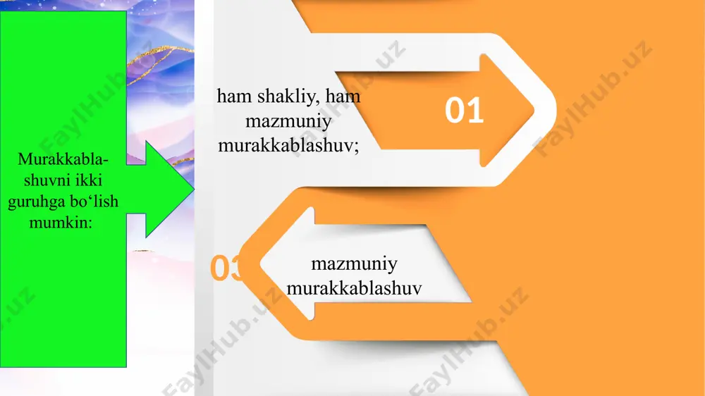 mak, gap tarkibidagi sintaktik shakllarning aloqasini uchga bo‘lish mumkin: modal munosabat so‘zlovchi ma’lum obyektiv mazmun, voqelik haqida axborot berish davomida shu voqelikka o‘zining shaxsiy munosabatini (tasdiqlash, taxmin, ishonch va boshqalar) ham ifodalashi mumkin. ana shunday munosabat modal munosabat sanaladi. modal munosabat ikki xil bo‘ladi: 1)obyektiv; 2)subyektiv obyektiv modallik kesim vaziyatida kelgan sintaktik shakl orqali ifodalanib, muhim kategorial belgilardan biri bo‘lsa, subyektiv modallik hamma gaplarda bo‘lishi shart emas. obyektiv modallik ishtirok etgan gaplarda bu gap orqali ifodalanayotgan obyektiv mazmunga so‘zlovchining modal munosabati maxsus leksik vositalar yordamida qo‘shiladi. natijada mazmuniy murakkablik vujudga keladi: obyektiv mazmun + modal munosabat. shakliy murakkablashgan gaplarda shakl va mazmun munosabati murakkablashgan gaplarda shakliy murakkablikdan tashqari, mazmuniy murakkablik ham mavjud bo‘ladi. mazmun jihatdan bunday gaplar ma’lum obyektiv vaziyatni ifodalashdan tashqari so‘zlovchining undash munosabatini, tinglovchi subyektni (undalmali murakkablashgan gaplar), so‘zlovchining obyektiv mazmunga bo‘lgan subyektiv munosabatini (kirishli murakkablashgan gaplar) ham ifodalaydi. bu ikki mazmun o‘zining shakliy ifodasini topganda, gap shakliy …
