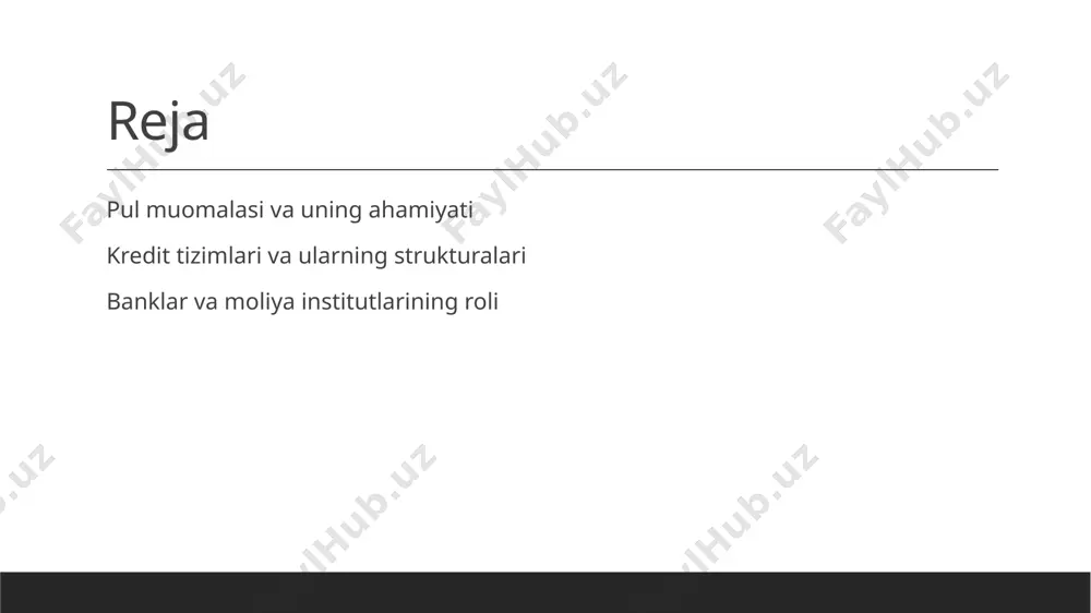 pasaytirish va iqtisodiy barqarorlikni ta'minlashga qaratilgan. bu, banklar va kredit tashkilotlari orqali amalga oshiriladi. kredit tizimlarining asosiy turlari va ularning vazifalari. 01 kreditning asosiy turlari kredit tizimlari asosan ikkita turga bo'linadi: iste'mol va investitsiya kreditlari. iste'mol kreditlari shaxsiy ehtiyojlar uchun, investitsiya kreditlari esa biznes rivojlanishi uchun mavjud. 02 iste'mol kreditlari iste'mol kreditlari, fuqarolarning xarid qilish imkoniyatlarini kengaytirish uchun beriladi. ular odatda qisqa muddatli bo'lib, yuqori foiz bilan ta'minlanadi. 03 investitsiya kreditlari investitsiya kreditlari, korxonalar va tashkilotlarga uzoq muddatli loyihalarni moliyalashtirish uchun beriladi. bu kreditlar iqtisodiy o'sishni rag'batlantiradi va yangi ish o'rinlari yaratadi. 04 banklar va kredit tashkilotlari banklar va kredit tashkilotlari kredit tizimlarining muhim qismi hisoblanadi. ular moliyaviy resurslarni yig'ib, ularni qarz berish orqali iqtisodiy faoliyatni qo'llab-quvvatlaydi. kredit tashkilotlarining o'zbekistondagi roli va ahamiyati. kredit tashkilotlari o'zbekistonda iqtisodiy rivojlanishni ta'minlashda muhim rol o'ynaydi. ular investitsiyalarni jalb etish, bizneslarni moliyalashtirish va aholi uchun kredit imkoniyatlarini oshirish orqali iqtisodiy barqarorlikni kuchaytiradi. shuningdek, kredit …
