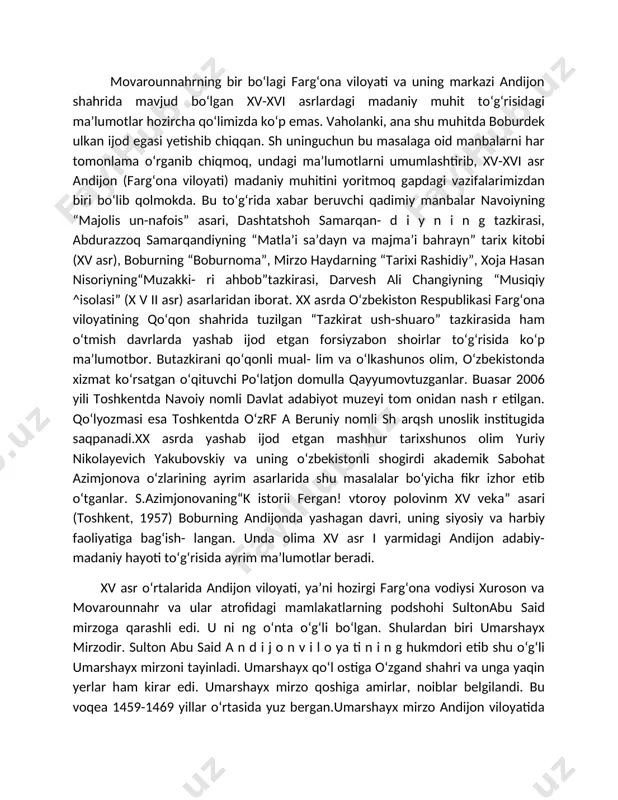 urning bolalik yillari qanday va kderda kechganligi, uning qachon oʻqishga borgani, qanday qilib tillarni oʻrgangani (turkiy, fors, arab), adabiy materiatlar bilan qay yoʻsunda tanishgani toʻgʻrisida qoʻlimizda tafsiliy maʼlumotlar yoʻq. ammo ayonki, bobur mansub boʻlgan yuqori doiraparda bola tarbiyasiga katta eʼtibor berilgan.navoiy “f arhod va sh i r i n ” dostonida ch in xoqoniningfarzandi farhodning qanday tahsil koʻrgani va tarbiya topganini mufassal koʻrsatgan. farhod juda qobiliyatli edi. uning uch yoshida tili chiqdi. koʻp oʻtmay en g yaxsh i oʻqituvchi topib keltirdilar. u bolani oʻqitmoqqa boshladi. farhod shu tarzda bilim oldi:oʻqub oʻtmoq, oʻqub oʻtmoq shiori qolib yodida safha-safha bori.sh u n i n g uchun ham farhod oʻn yoshiga yetganidajahonda qolmadi ul yetmagan ilm bilib tahqiqini kasb etmagan ilm.s oʻng farhod harbiy bilimlarni egaaladi. 14 yoshga yetganida farhod toʻla kamol topgan bir yigit sifatida shakllangan edi.alisher navoiyning oʻzi ham toʻrt yoshida maktabga borgani, olti yoshida “ qurʼoni karim” ni taborak surasigacha …