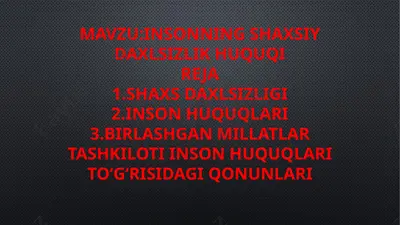 insonning shaxsiy daxlsizlik huquqi — PPTX