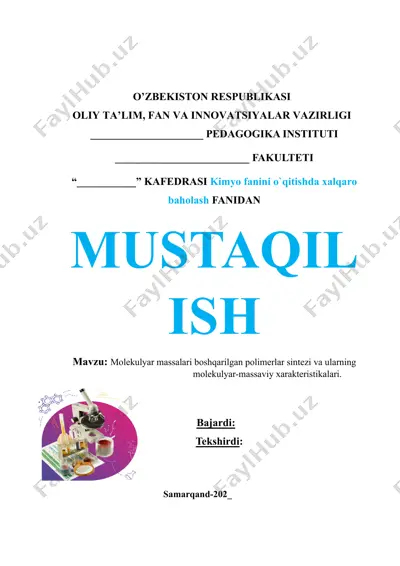 kimyo fanini o`qitishda xalqaro baholash — DOC