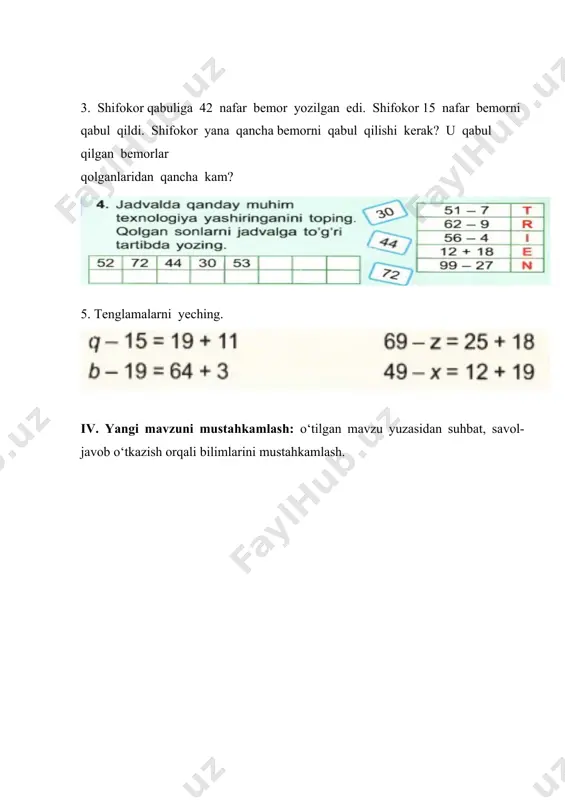 2-sinflarda qo'shish va ayirish dars ishlanma - Page 4