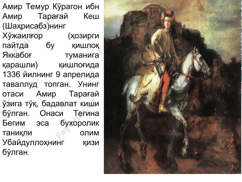 artida eronning g'arbidagi sultoniya shahrida bobosi sohibqiron amir temurning harbiy yurishi paytida tavallud topdi. u shohruh mirzoning to'ng'ich o'g'li bo'lib, unga muhammad tarag'ay ismi berildi. . 1411 yilda 17 yoshli ulug'bek mirzo movarounnahr va turkistonning hokimi etib tayinlandi. u o'rta asrlardagi boshqa hokimlardan o'zgacha yo'l tutdi, ko'proq ilm-fanga moyil edi. ulug'bek, samarqand, buxoro va g'ijduvonda uchta madrasa barpo etdi. samarqanddagi madrasa qurilishi 1417 yili boshlanib, uch yilda qurib bitkaziladi. «allohga va uning ne'matlariga shukronalar bo'lsinkim, etti iqlimning farmonbardori, islom podshohi ulug'bek donishmand kishidurlar. men bu narsani odob rasmi yuzasidan aytayotganim yo'q. haqiqat shuki, avvalo u kishim qur'oni karimning aksariyat qismini yoddan biladilar. tafsirlarni va mufassirlarning har bir oyat haqidagi so'zlarini aqlda saqlaydilar va yoddan biladilar, arabchada g'oyat yaxshi yozadilar. shuningdek, u kishim fiqhdan habardorlar: mantiq ma'nolarining bayoni va usullaridan ham xabardorlar». koshiy mirzo ulug'bek xizmatlaridan yana biri shundaki, u avvalo yosh avlodning aqliy va ma'rifiy tarbiyasiga katta ahamiyat berib, ularni …