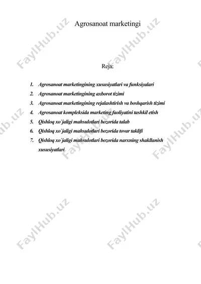 agrosanoat marketingi — DOC