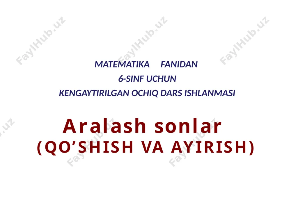 20 математика 5 класс. н.я.виленкин. № 872. bidonga sut quyildi. sut bidonning qanday qismini egallaydi? olmalarning qanday qismi idishga solinadi? 22 пригласите к компьютеру ученика pishloqni uch marta kesish bilan teng 8 bo’lakka ajrating? 2 bo‘lak 4 8 bo’lak idishda qancha bo’lak qoldi? yechish 0 1 son o’qida berildan nuqtani ko’rsating. 7 3 0 1 son o’qida berilgan nuqtani ko’rsating. 7 9 0 1 son oqida berilgan nuqtani ko’rsating. 5 7 0 1 son o’qida berilgan nuqtani ko’rsating. ; o’yla! 0 1 son oqida berilgan nuqtani ko’rsating. ; o’yla! с в а 0 nuqtaning koordinatasini toping. masala: 4ta olmani uchta bolaga teng bo’lib bering = 1 + bir butun uchdan bir 2 = = 3 = = 2 aralash sonlarni qo’shish va ayirish aralash sonlarni qo’shish (ayirish) da ularning butun va kasr qismlari alohida-alohida qo’shiladi (ayiriladi). = = aralash sonlarni qo’shish = = aralash sonlarni ayirish 1) = = 2) …