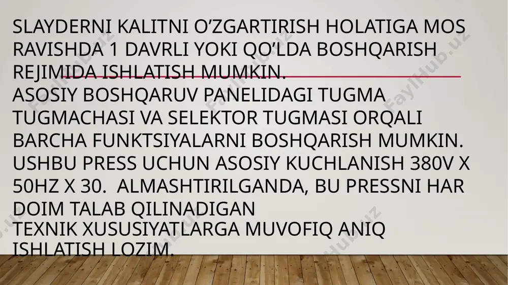 4-ustunli gidravlik press (30 tonnalik) - Page 5